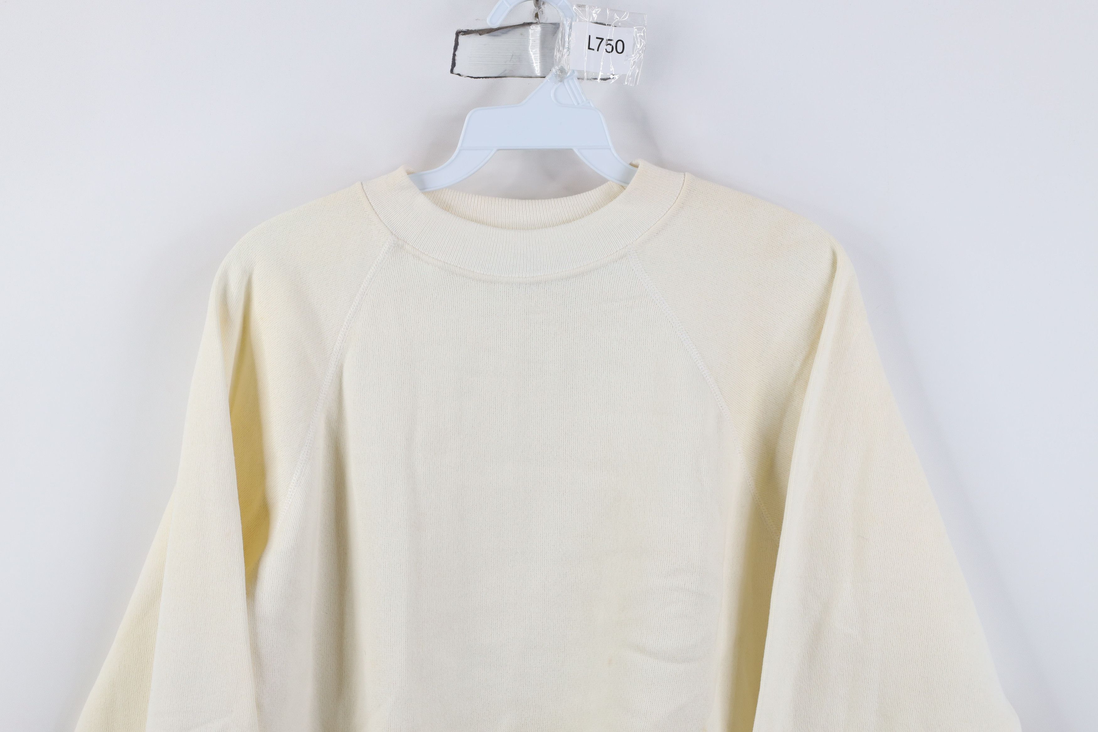 Hanes Vintage 80s Hanes Blank Raglan Crewneck Sweatshirt Cream USA Size M / US 6-8 / IT 42-44 - 2 Thumbnail