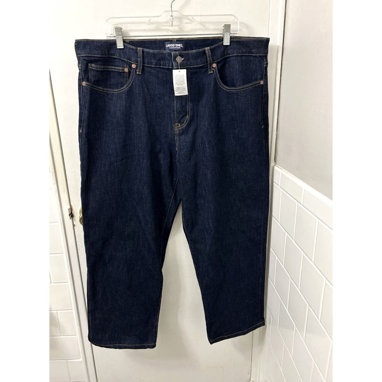Lands' End Lands End Square Rigger Jeans Mens 38x26 Traditional Fit Dark Indigo Stretch NWT Size US 38 / EU 54 - 2 Thumbnail