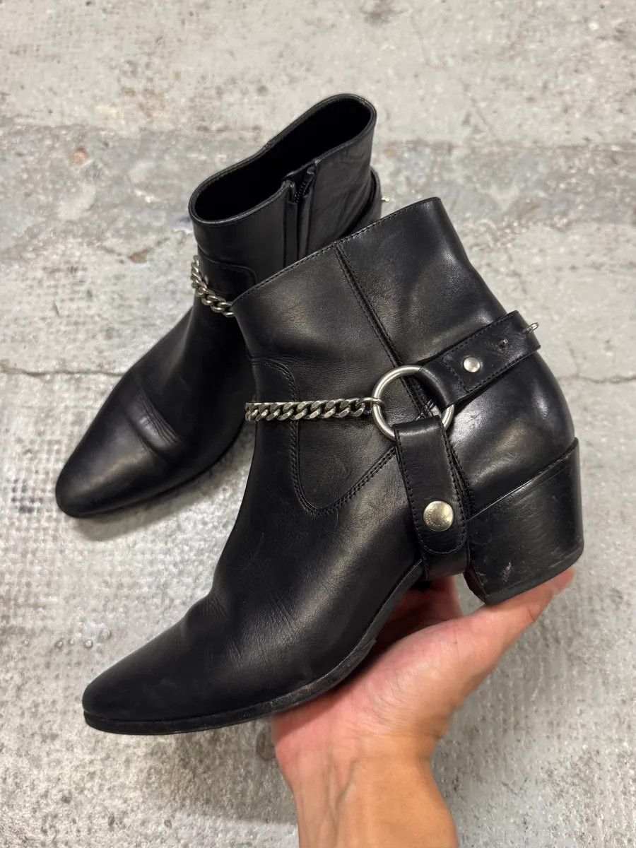 Saint Laurent Paris Saint Laurent Cowboy Ankle Leather Black Boots Size US 6 / IT 36 - 1 Thumbnail