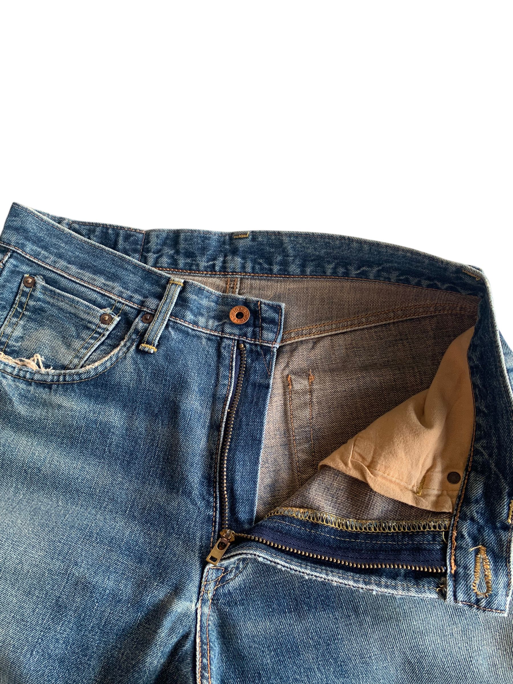 Edwin VTG EDWIN 505X SELVEDGE BAGGY FADED&RUSTY DISTRESSED DENIM Size US 31 - 16 Thumbnail