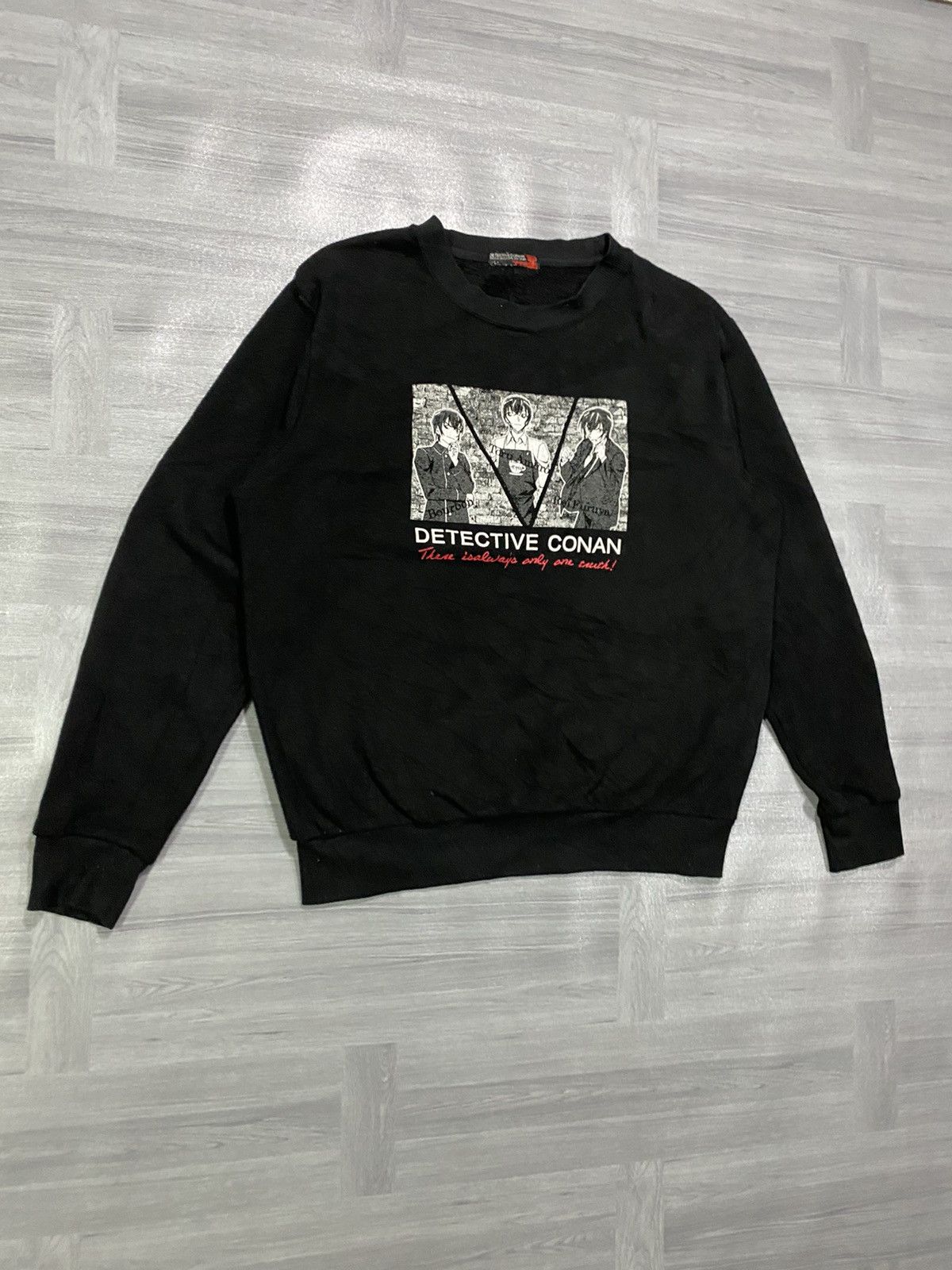 Anime Vintage 90s Detecvite Conan Black Sweatshirt Size US L / EU 52-54 / 3 - 3 Thumbnail