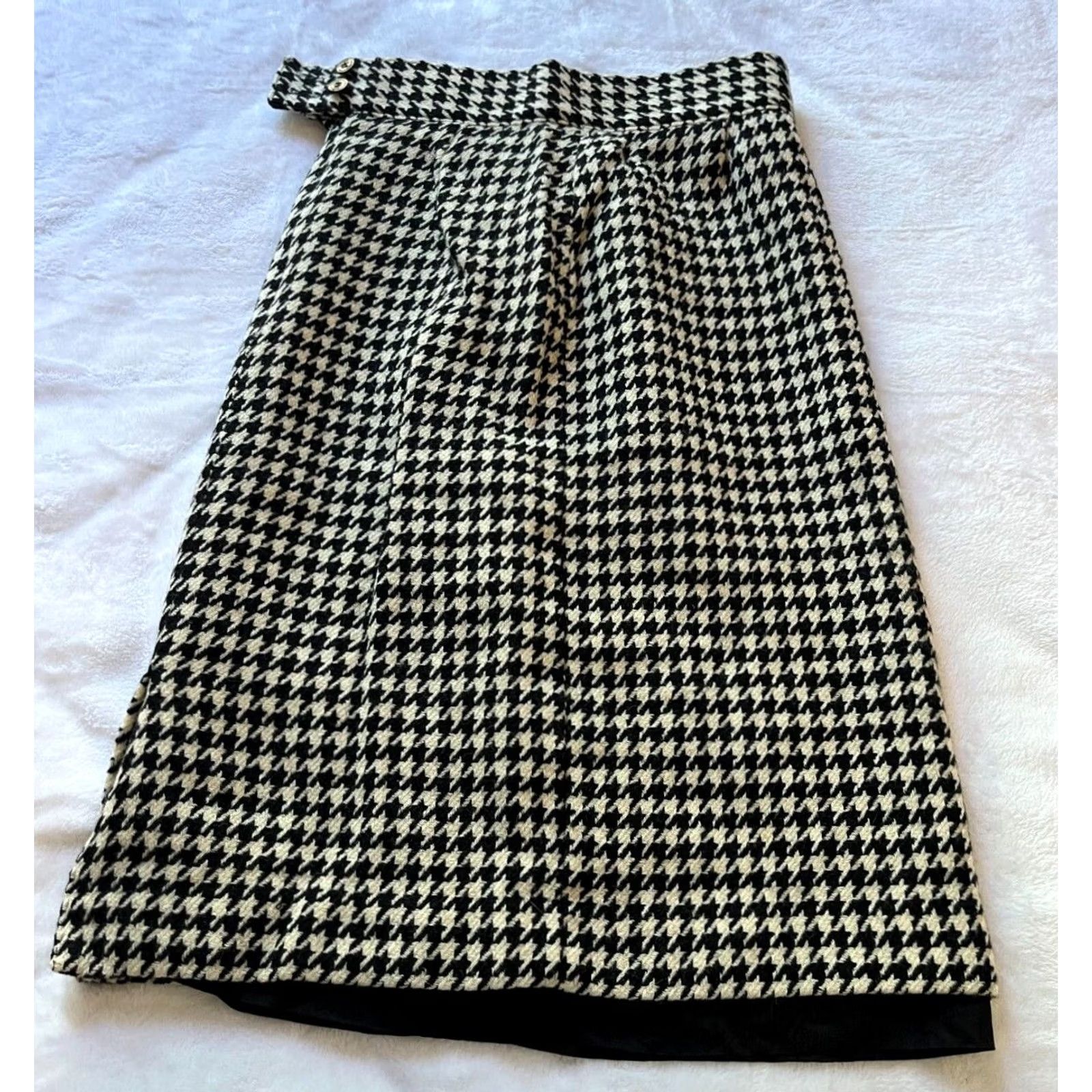 Jones New York Jones New York Womens Houndstooth Wool Pencil Skirt Size 6 Black White Career Size 28" / US 6 / IT 42 - 6 Thumbnail