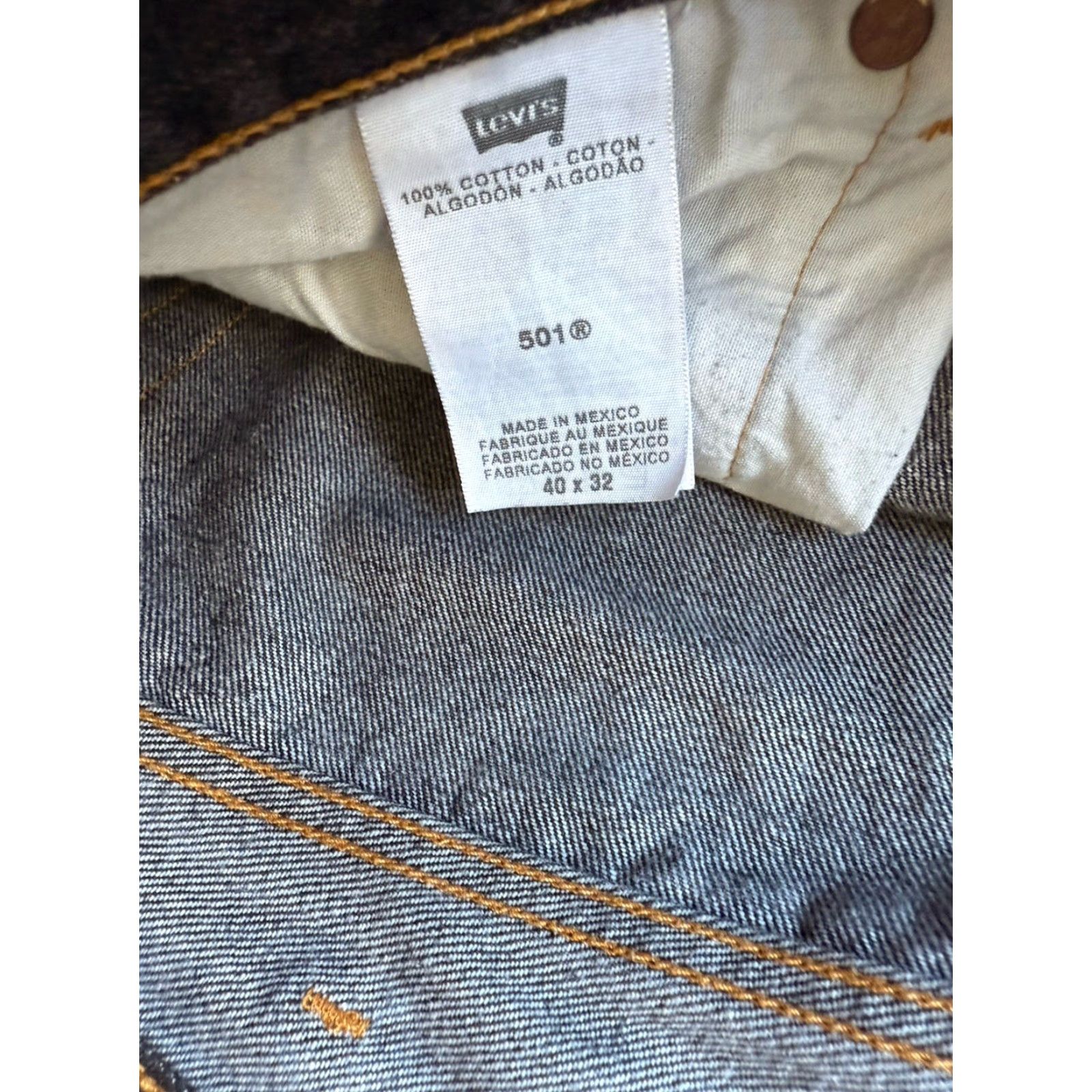 Levi's Levi's 501 Original Button Fly Black Denim Jeans Mens 40x32 Dark Wash Grunge Straight Classic 5-Pocket Denim Jeans Mens Size US 40 / EU 56 - 4 Thumbnail