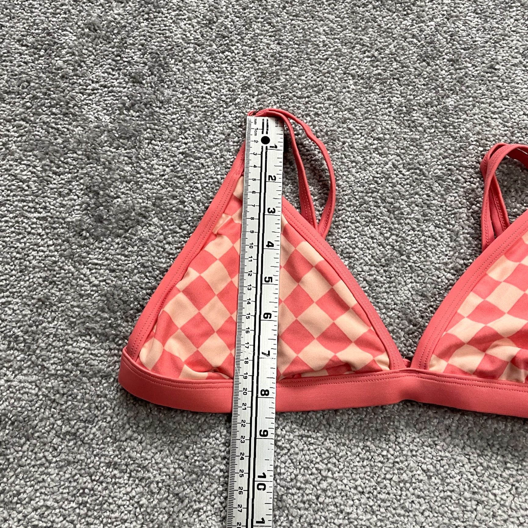 Vintage VINTAGE Kona Sol Women's Bikini Top M Peach Checkered Summer Beach Women Size M / US 6-8 / IT 42-44 - 7 Thumbnail
