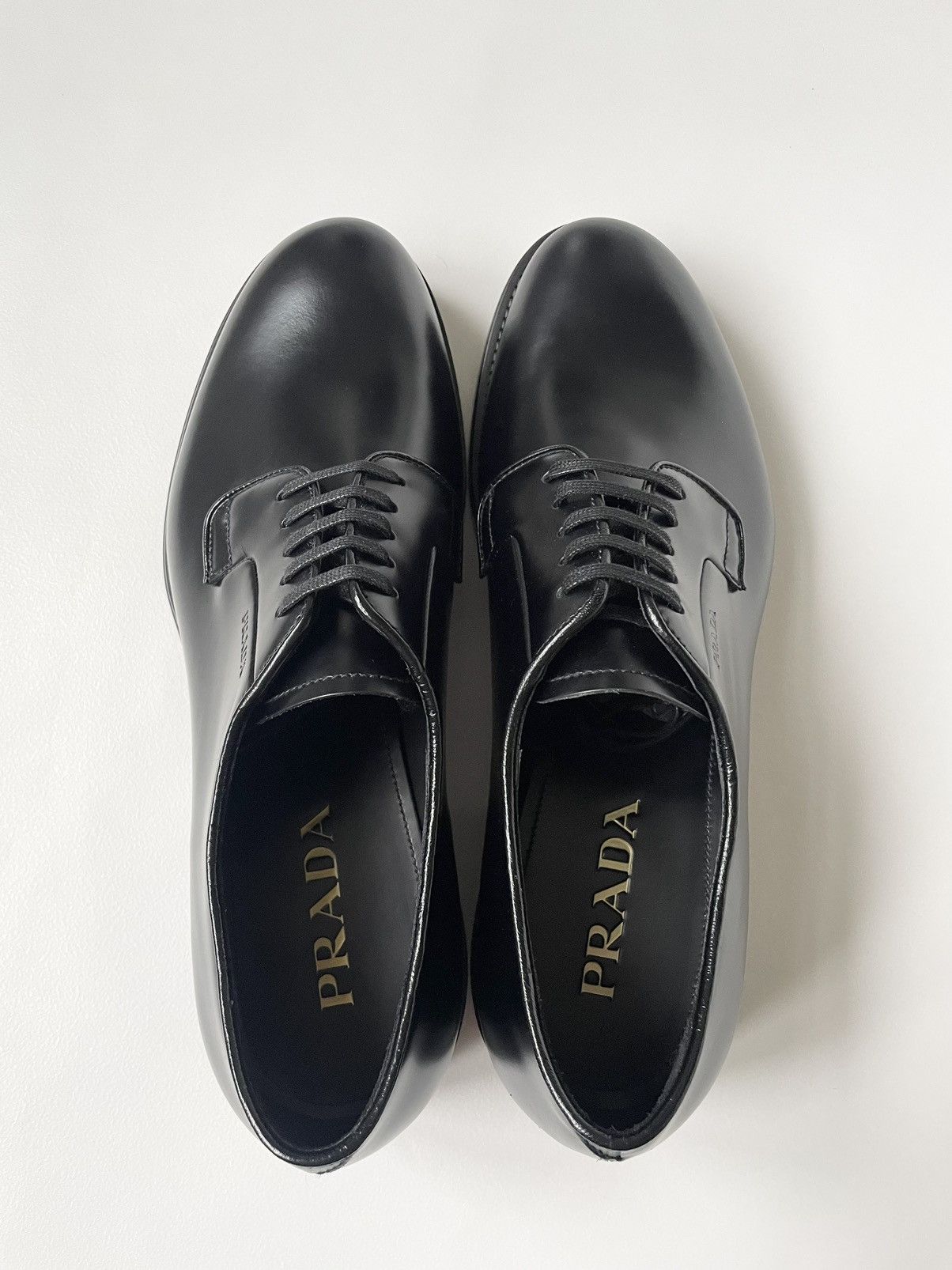 Prada Black Leather Derby Shoes Size US 9.5 / EU 42-43 - 6 Thumbnail