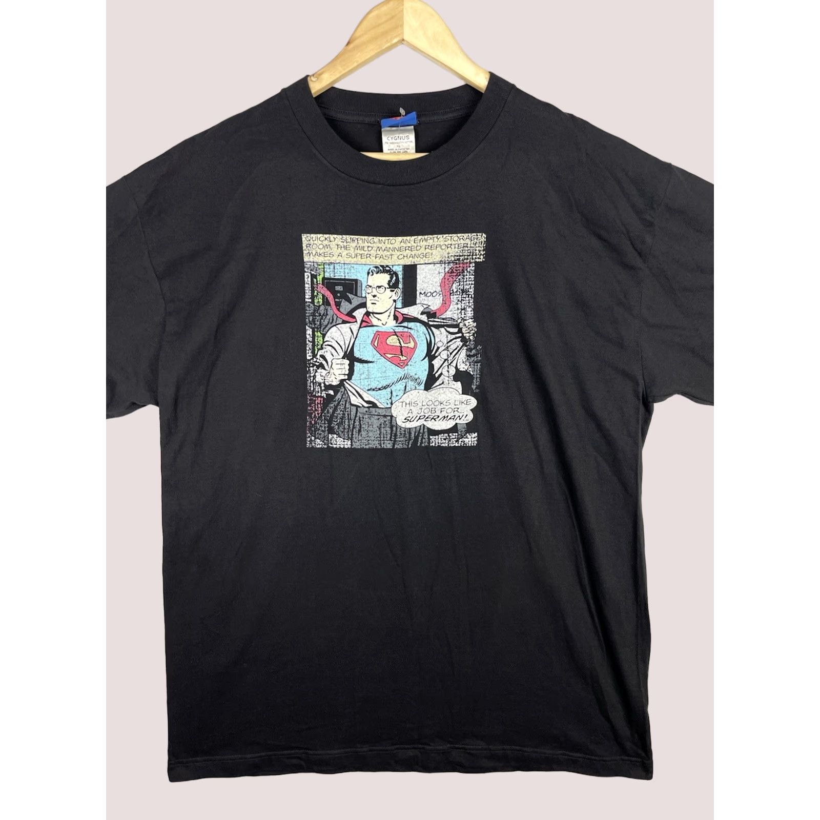 DC Comics VINTAGE Superman Shirt Mens XL Black DC Comics Comic Strip Panel Superhero Tee Size US XL / EU 56 / 4 - 1 Thumbnail
