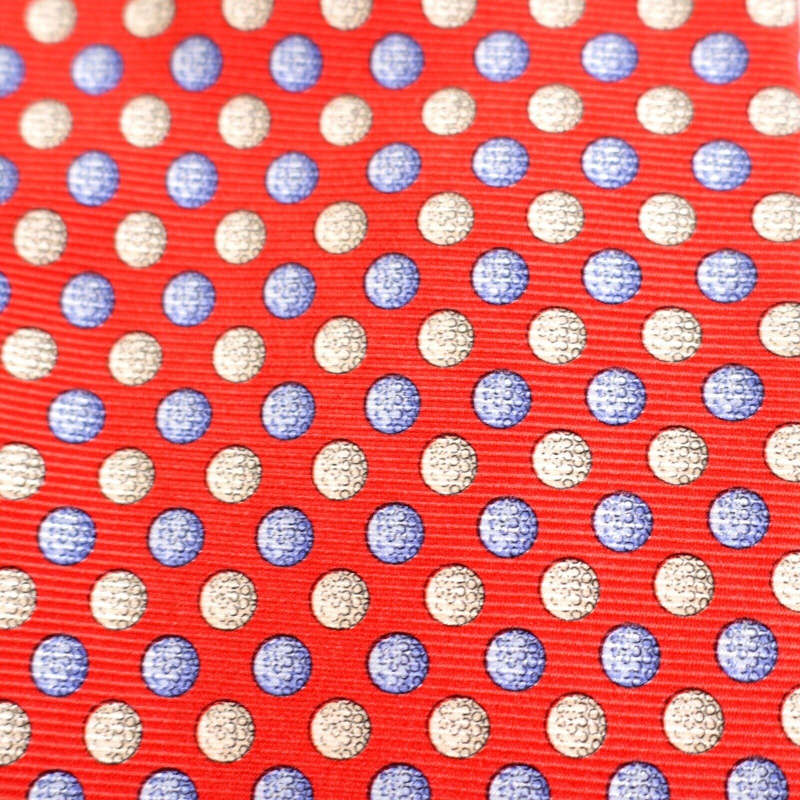 Lands' End Land's End Red Tan Blue Polka Dot Print Wide Silk Tie Size ONE SIZE - 2 Thumbnail