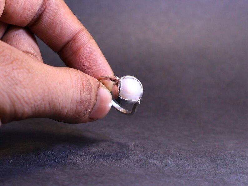 Handmade Pearl Ring, Sterling Silver Promise Ring, Handmade Jewelry Size ONE SIZE - 4 Thumbnail