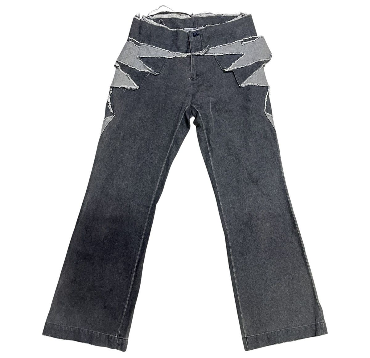 Issey Miyake Vintage Issey Miyake Reconstructed Patchwork Flare Jeans Size 31" - 2 Thumbnail