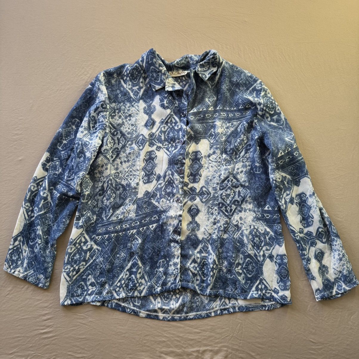Other Vintage One Step Up Artisan Printed Resort Collar Shirt Size XL / US 12-14 / IT 48-50 - 2 Thumbnail