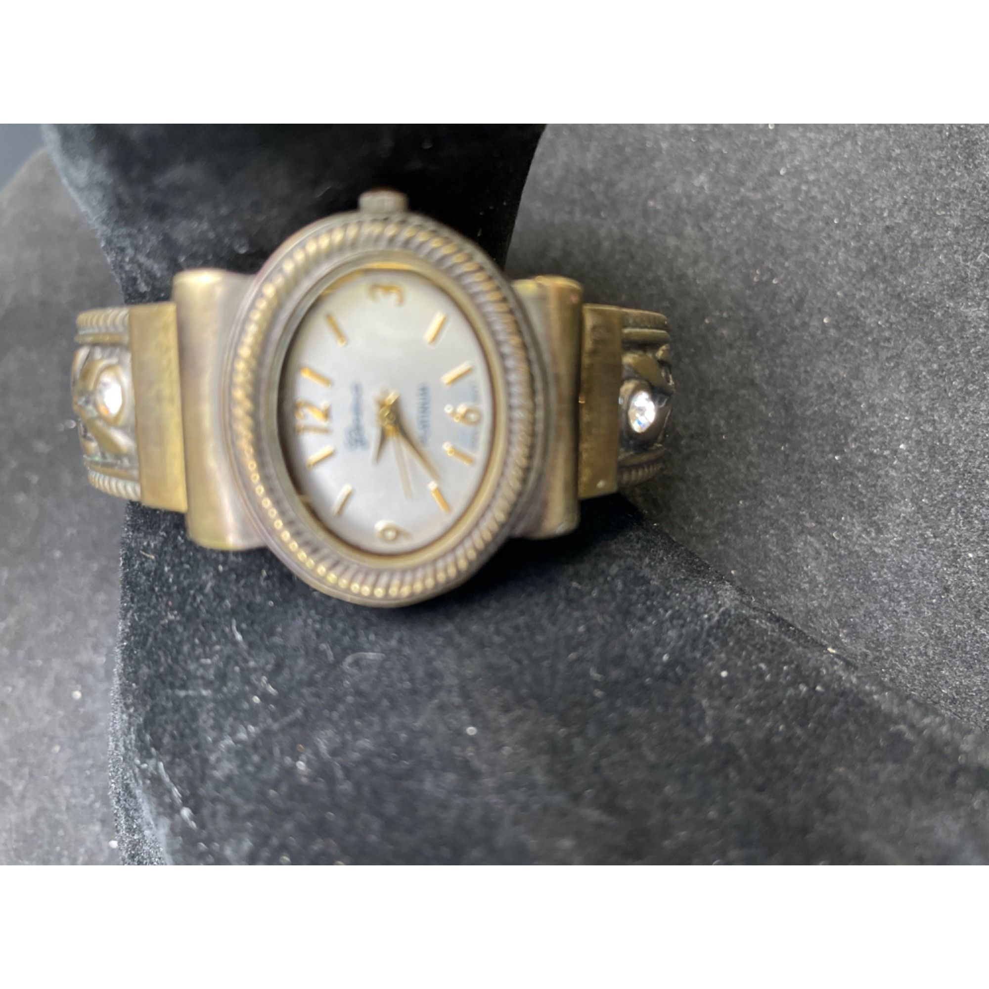 Geneva Geneva Platinum Women's Bangle/Cuff Watch bronze/ rhinestone Size ONE SIZE - 3 Thumbnail