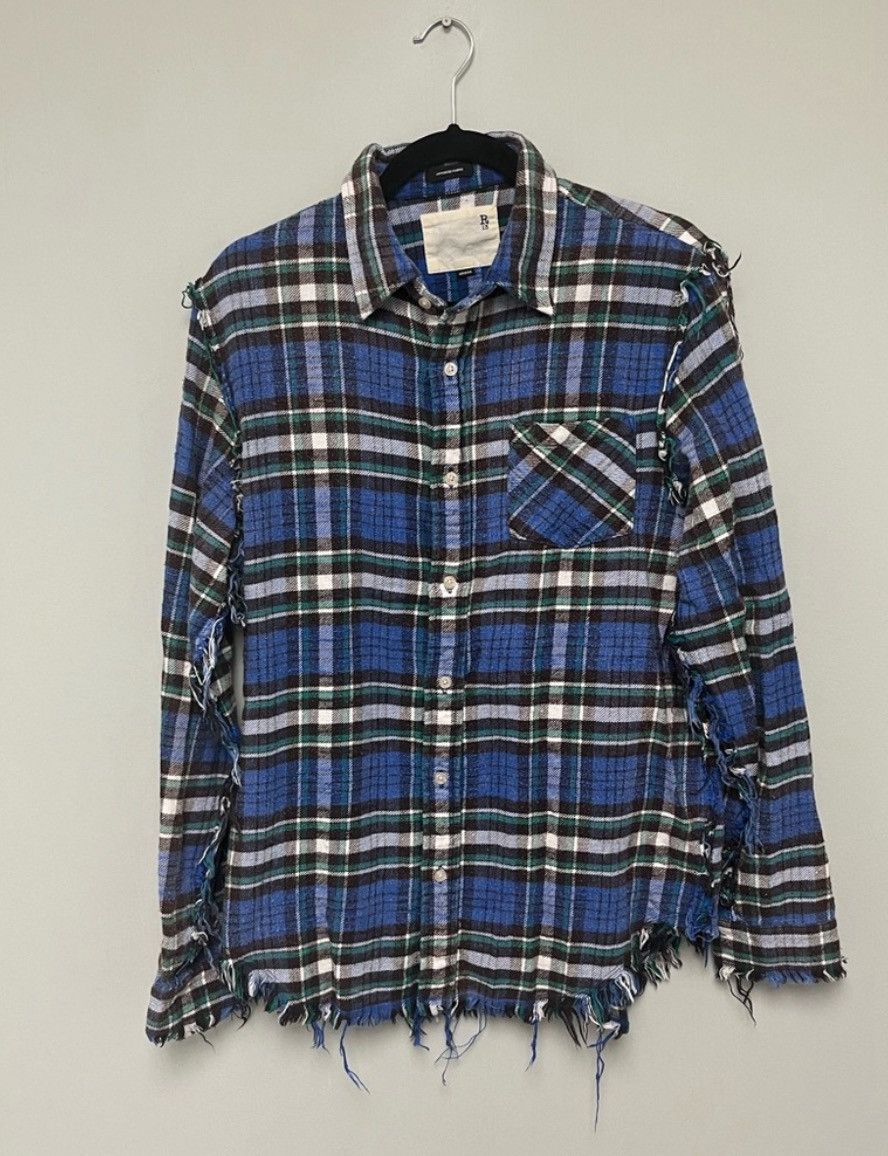 R13 Shredded seam Shirt Blue plaid Small Size US S / EU 44-46 / 1 - 4 Thumbnail