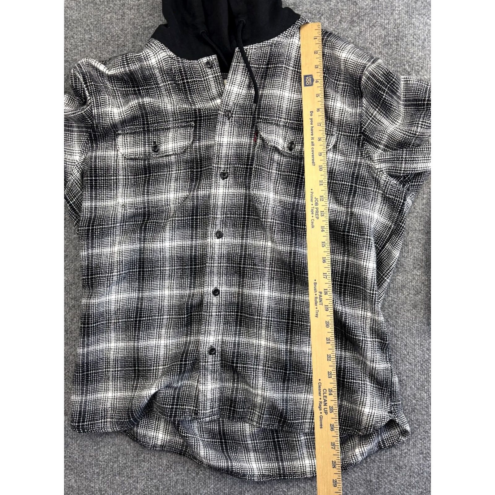 Levi's Levi's Shirt Mens XL Gray Plaid Hooded Flannel Relaxed Button-Front Jacket Shacket Pocketed Gathered Front Size US XL / EU 56 / 4 - 4 Thumbnail