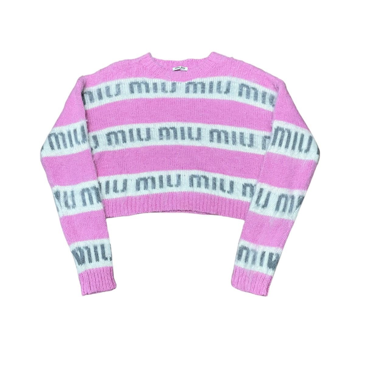 Miu Miu Logo Mohair Crop Knit Sweater