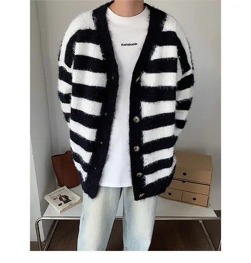 Other Striped Cardigan Knit Sweater Size US L / EU 52-54 / 3 - 8 Thumbnail