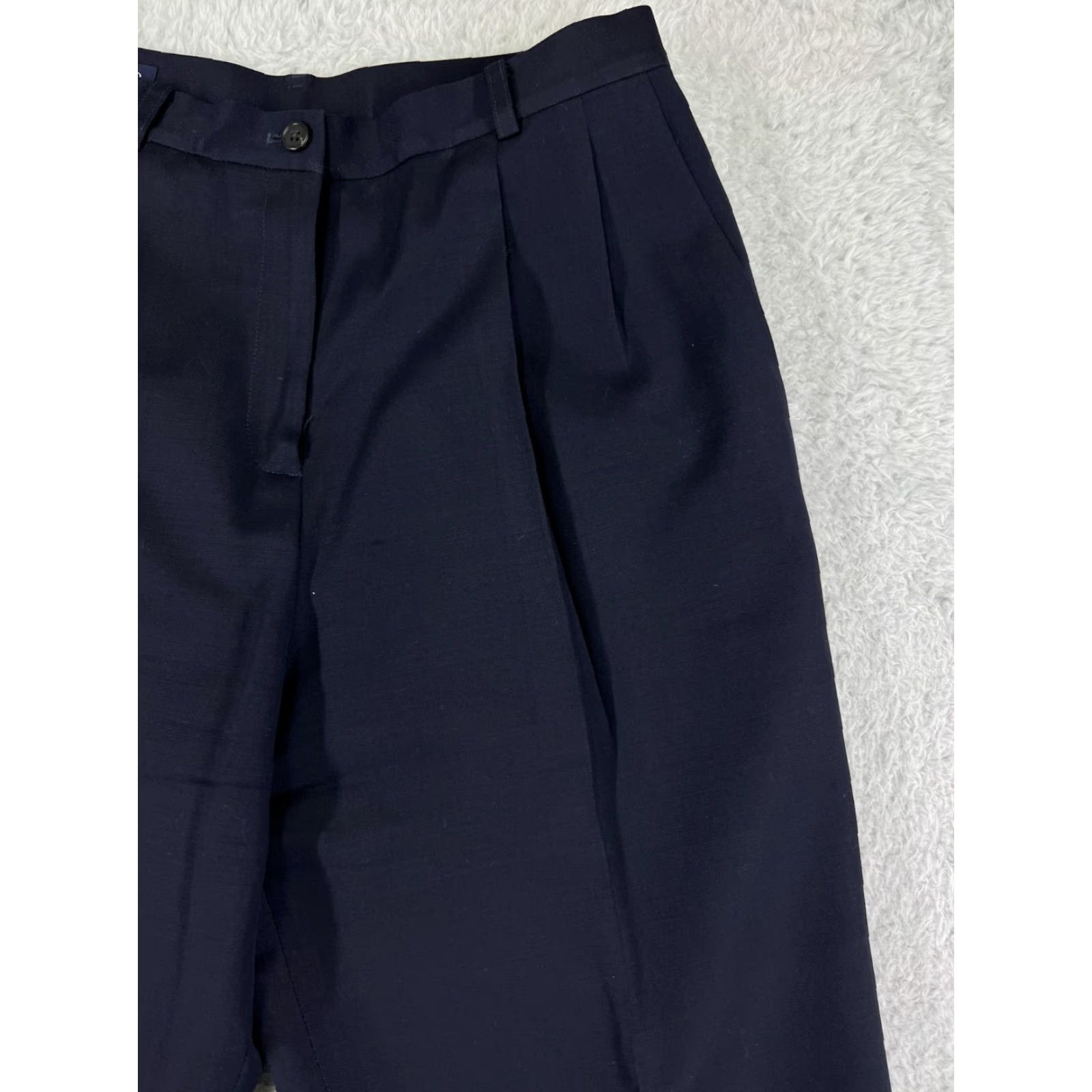 Vintage VINTAGE String Bean Dress Pants Womens 9 Blue Polyester Blend Pleated Twill High Rise Straight Regular Zipper Size 30" / US 8 / IT 44 - 6 Thumbnail