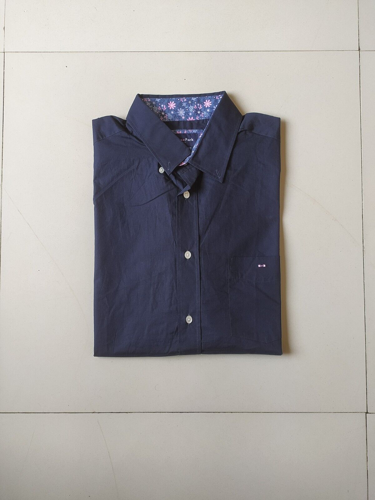 image of Eden Park Dark Blue Shirt With Contrasting Elbow Patches$140, Men's (Size XL)