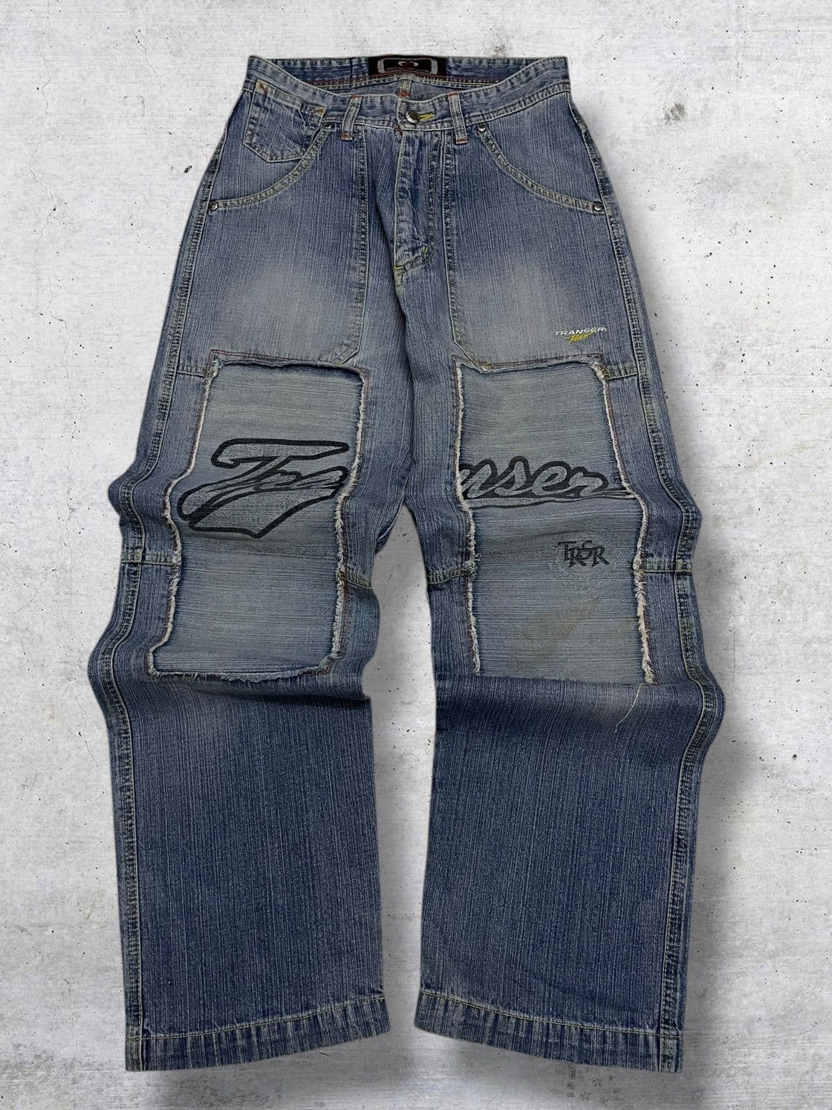 Japanese Brand VINTATE TRANSER Y2K JAPAN DESIGNER BAGGY DOUBLE KNEE DENIM Size US 28 / EU 44 - 1 Thumbnail
