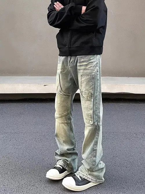 VIBE Retro yellow mud-dyed distressed work jeans Size US 30 / EU 46 - 7 Thumbnail