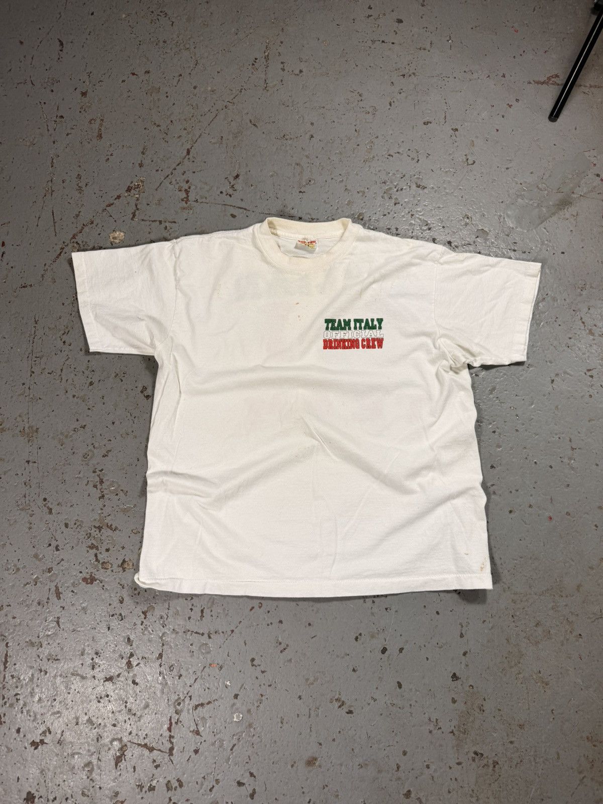 Vintage Vintage 1996 Distressed Official Italian Drinking Team Tee Size US XL / EU 56 / 4 - 4 Thumbnail