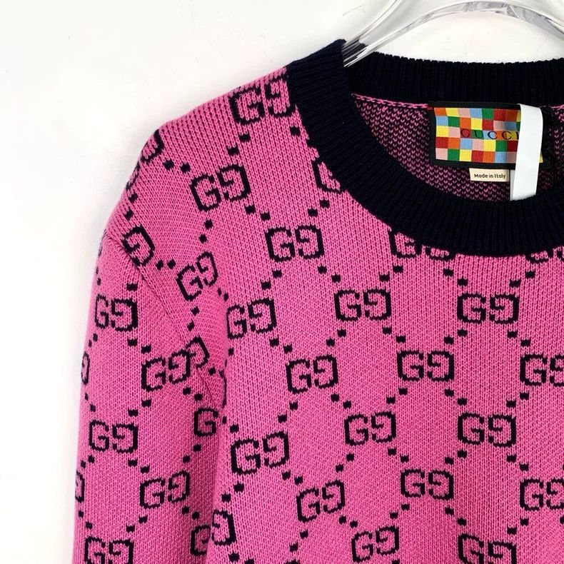 Gucci Gucci Double G full print wool mixed cotton pink round-neck Size US S / EU 44-46 / 1 - 3 Thumbnail