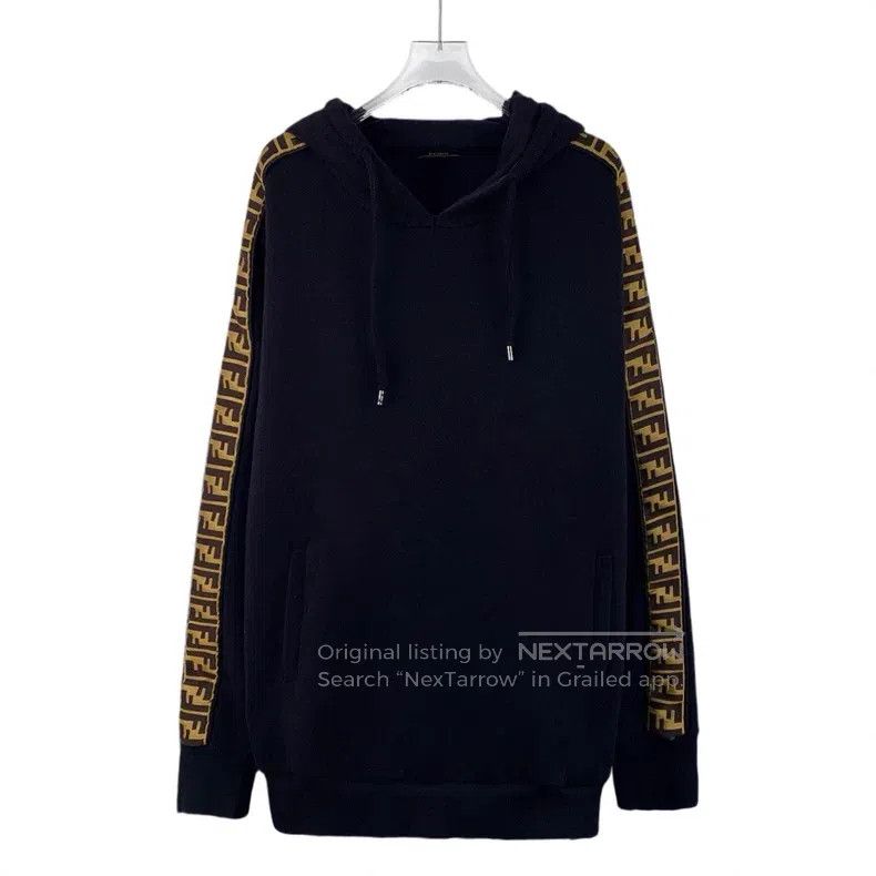 Fendi Fendi Black side logo letter hooded long-sleeve sweatshirt Size US L / EU 52-54 / 3 - 1 Thumbnail