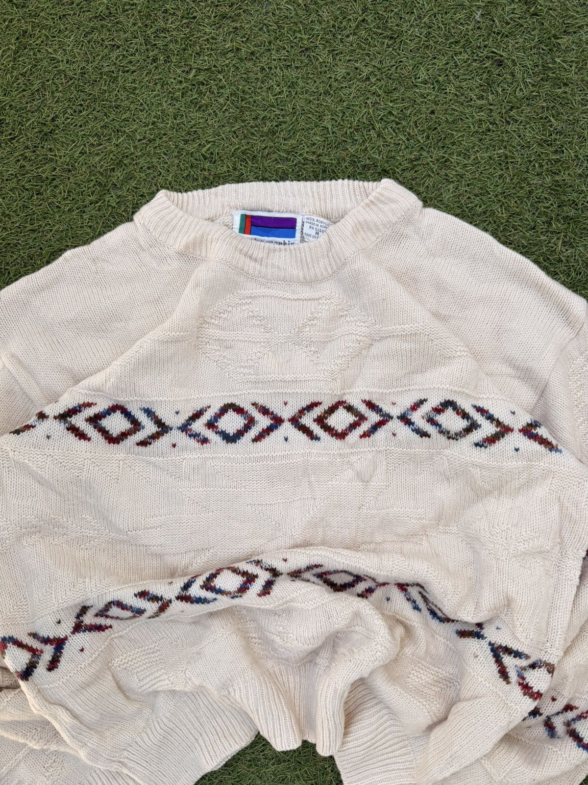 Vintage Vintage 90s Beige Cream coloure Knitted Sweater Size (M) Size US M / EU 48-50 / 2 - 2 Thumbnail