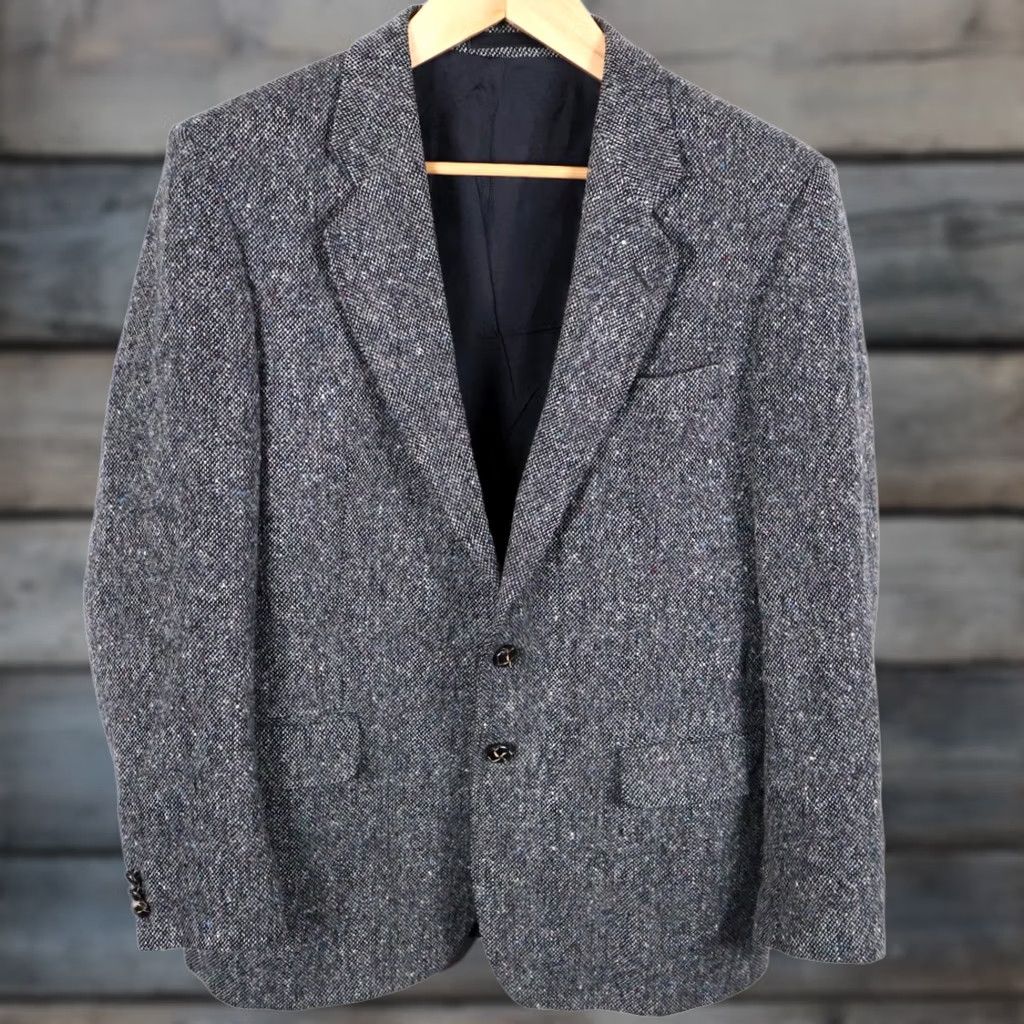 Vintage VINTAGE St. Michael Sport Coat 2 Piece Gray Wool Tweed Ireland 40 Regular Notch Lapel Men's Jacket Coat 3-Button Front Classic Preppy Size US XXS / EU 40 - 1 Thumbnail