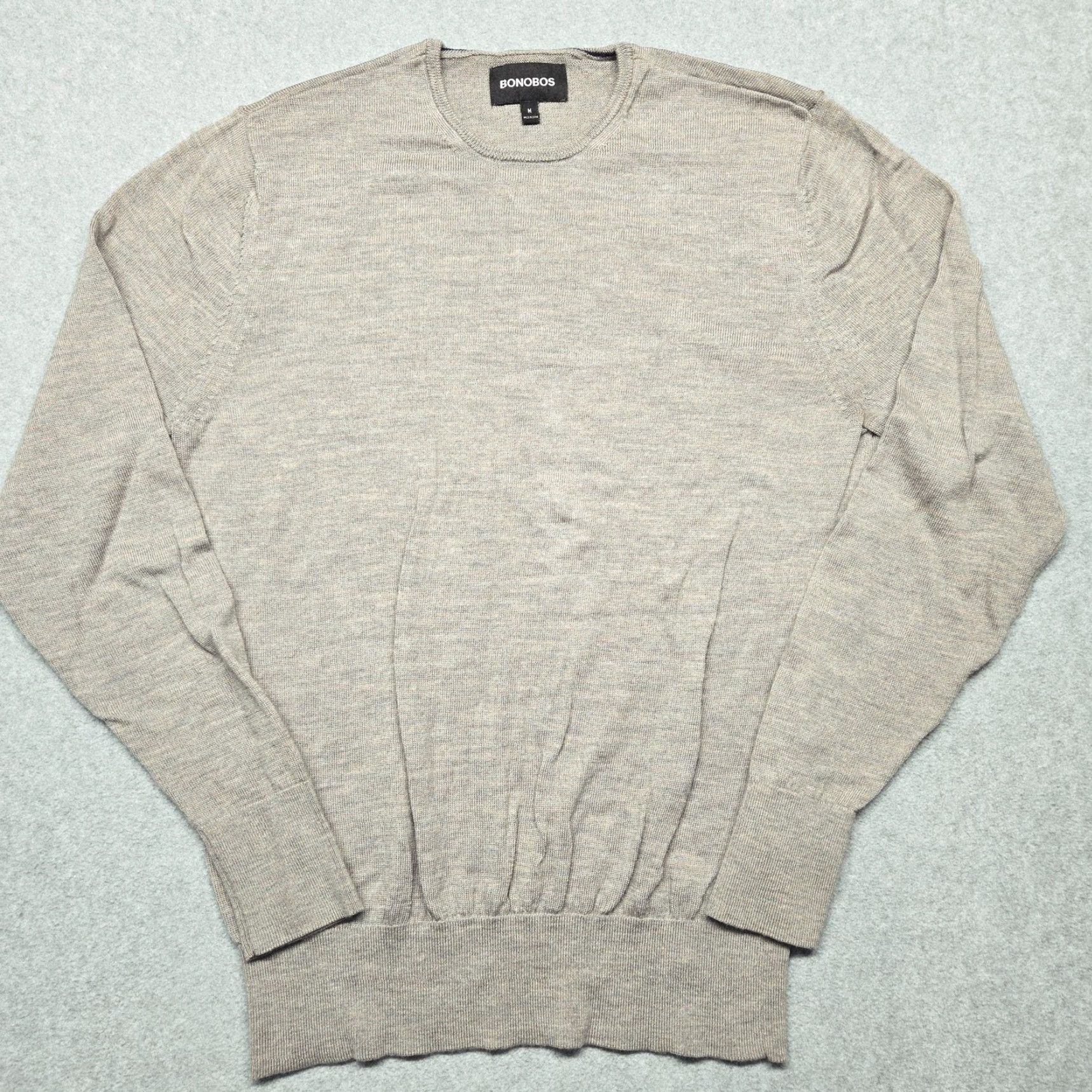 Bonobos Bonobos Sweater Mens Medium Beige Merino Wool Crewneck Pullover Lightweight Knit Size US M / EU 48-50 / 2 - 2 Thumbnail