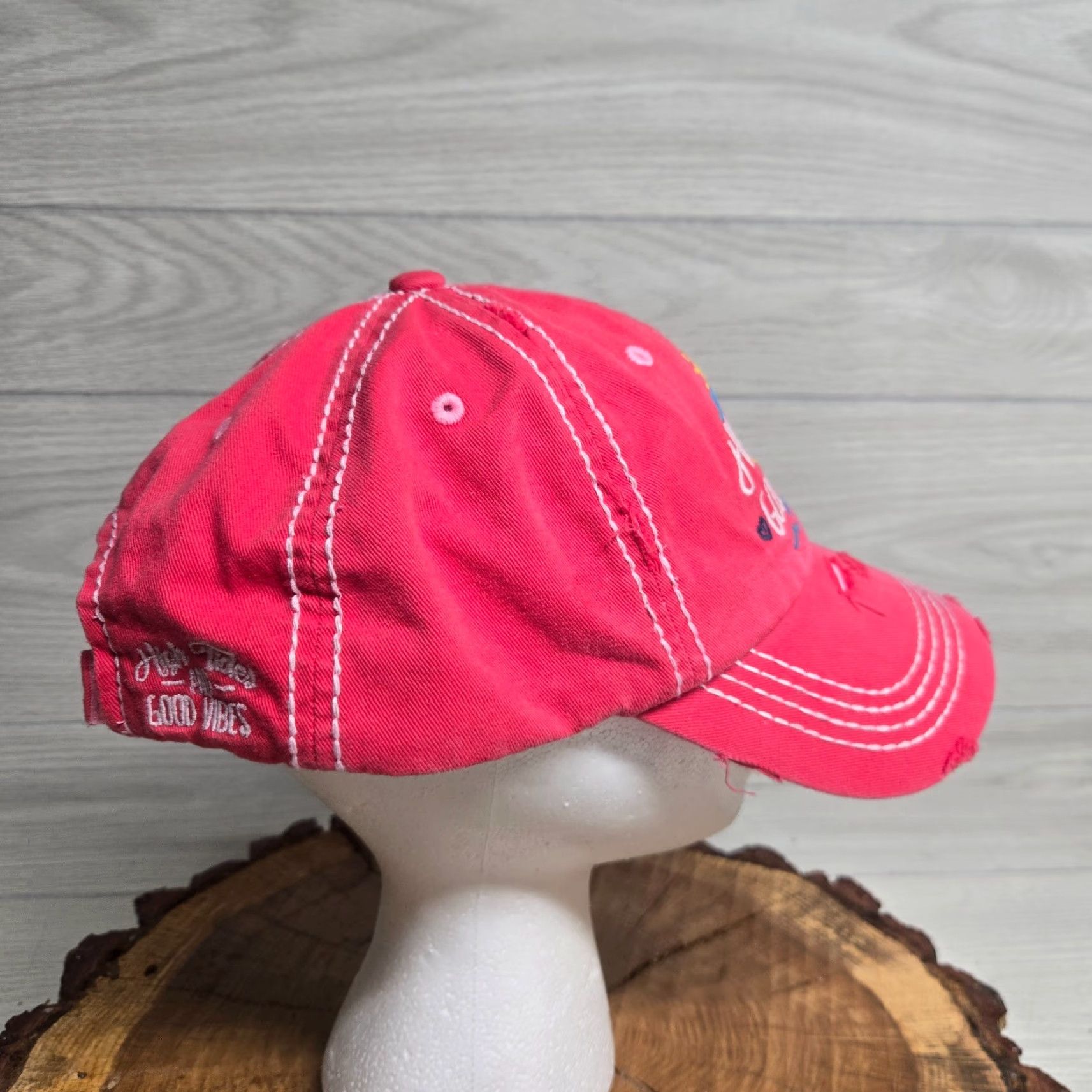 Vintage VINTAGE Unbranded Pink Cotton Denim Surfing Baseball Cap Adjustable One Size Womens Size ONE SIZE - 3 Thumbnail