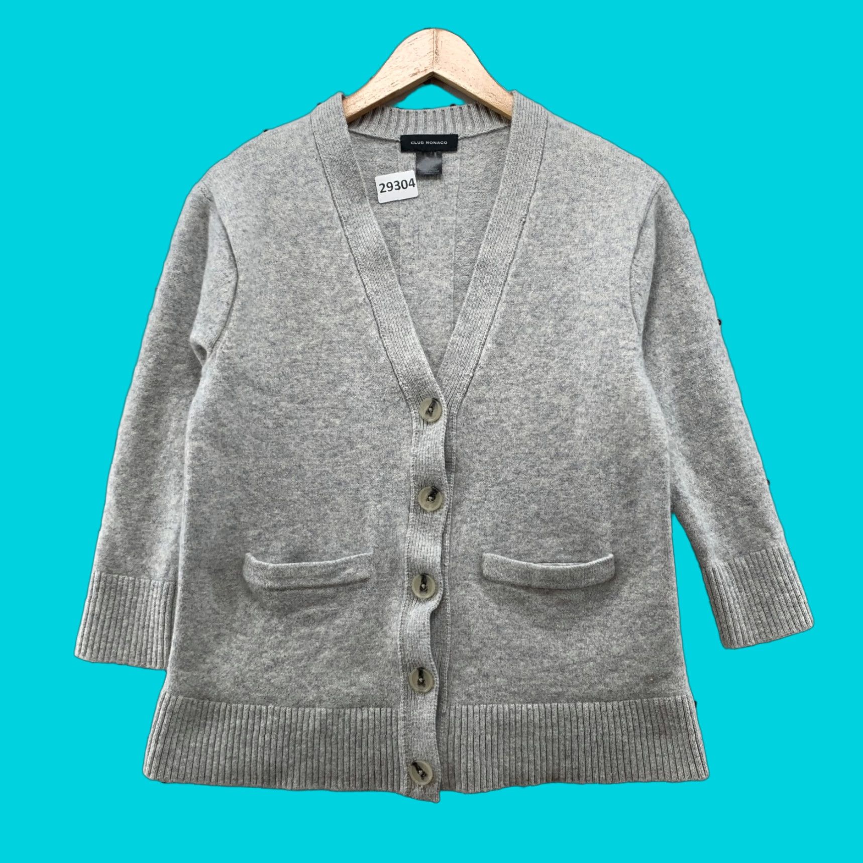 Club Monaco VINTAGE Club Monaco Wool Blend Cardigan Sweater Womens Small Gray Soft 18.5x25 Size S / US 4 / IT 40 - 1 Thumbnail