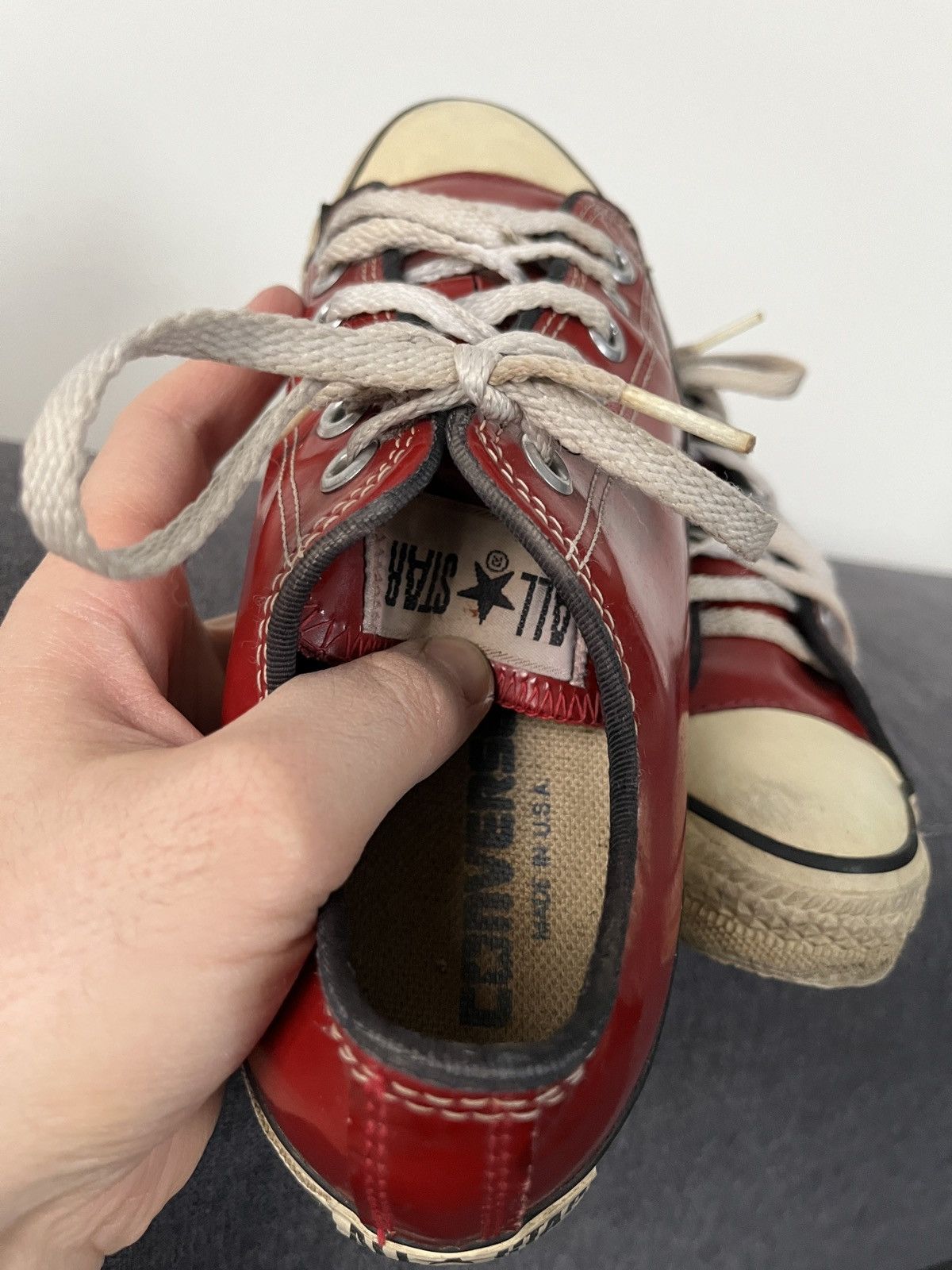 Converse × Vintage 90's Made in USA Converse Red Glossy Patent Leather Sneakers Size US 5.5 / IT 35.5 - 20 Thumbnail