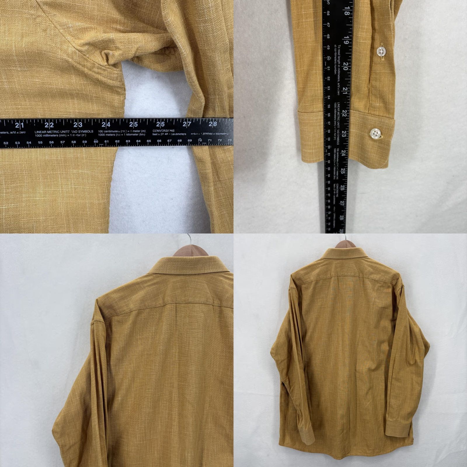 Proper Cloth Proper Cloth Shirt Mens 17 34.5 Mustard Yellow Cotton Button Front Long Sleeve Dress Shirt Mens Size US XL / EU 56 / 4 - 8 Thumbnail