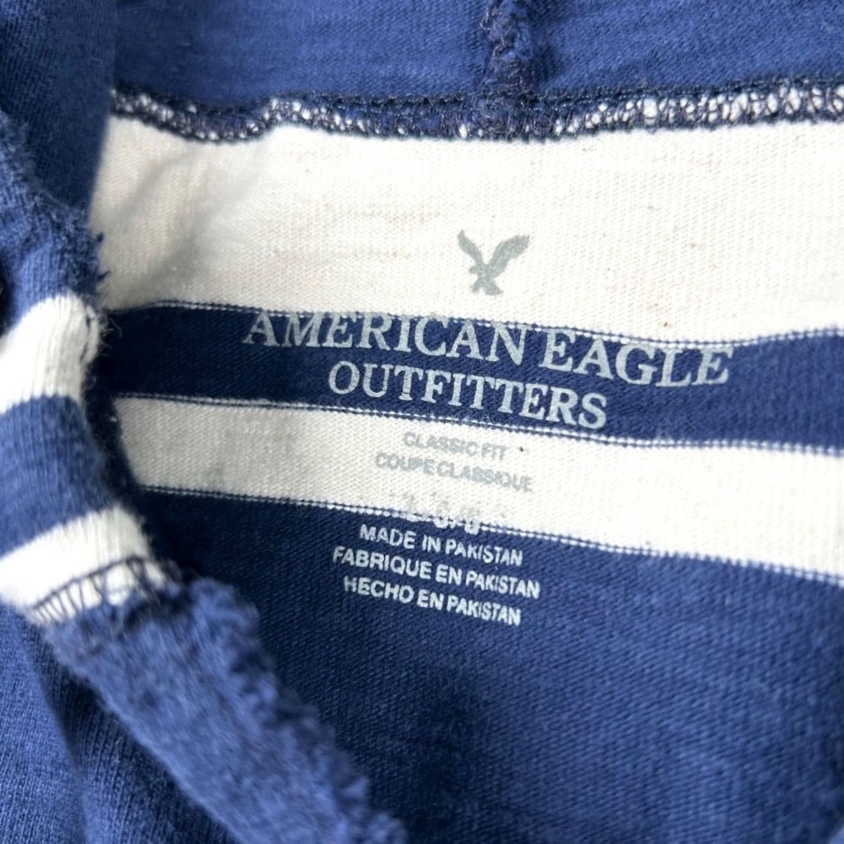 American Eagle Outfitters American Eagle Outfitters Hoodie Mens L Striped Navy Blue Pockets Pullover Drawstring Clothing Size US L / EU 52-54 / 3 - 3 Thumbnail