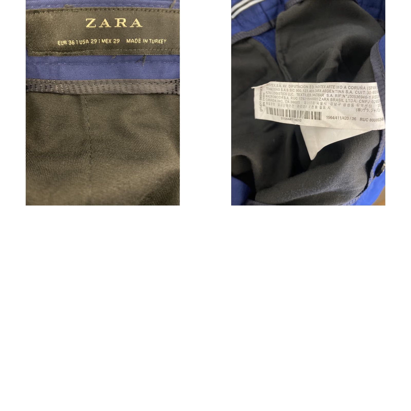 Zara VINTAGE Zara Men's Pants 29x29 Straight Fit Blue Cotton Formal Casual Dress Trousers Size US 29 - 8 Thumbnail