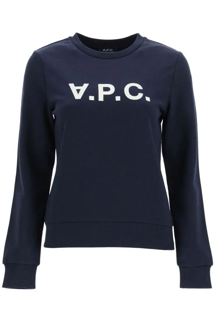 image of A P C O1S22I1N0324 Logo Sweatshirt In Blue, Women's (Size Medium)