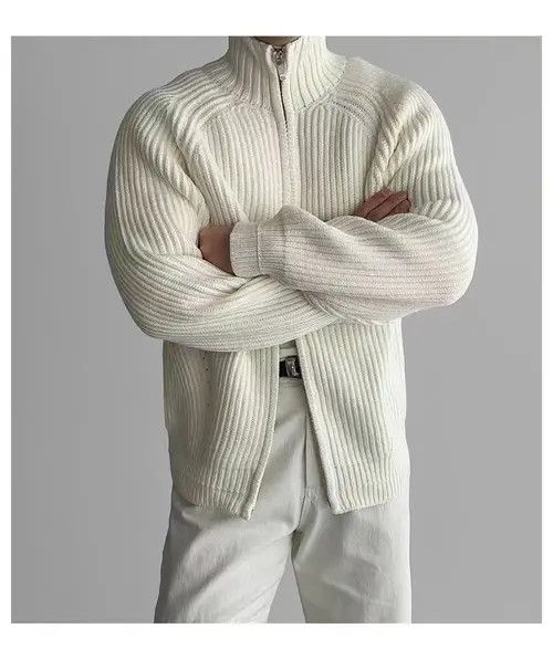 VIBE Vintage Beige Double Pull-On Knit Stand-Up Jacket Coat Size US M / EU 48-50 / 2 - 5 Thumbnail