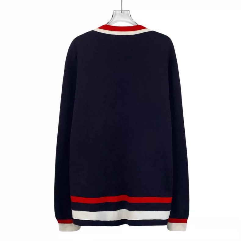 Gucci Gucci Color-blocked striped V-neck single-breasted long-sle Size US M / EU 48-50 / 2 - 2 Thumbnail