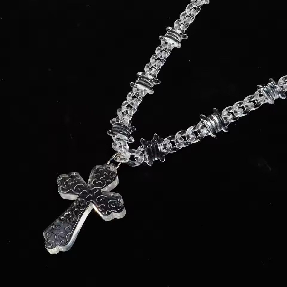 Jewelry 🔥 Luxe Acrylic Cross Necklace | Clear Crystal Design Size ONE SIZE - 2 Thumbnail