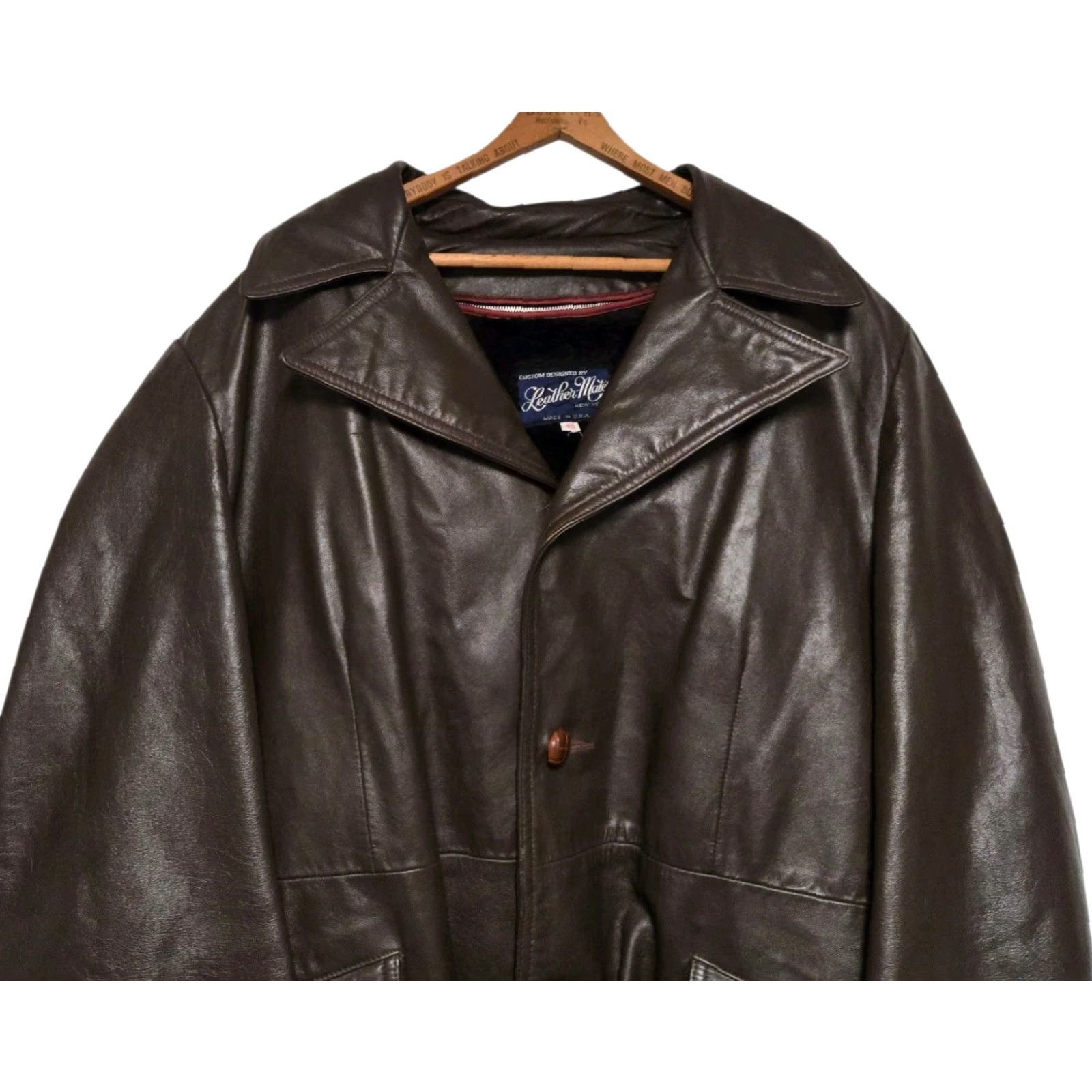 Sea New York VINTAGE New York Leather Coat Mens 44 Brown Overcoat Mid-Length Leather-Fleece Lining Clipped Heavy Size US S / EU 44-46 / 1 - 2 Thumbnail
