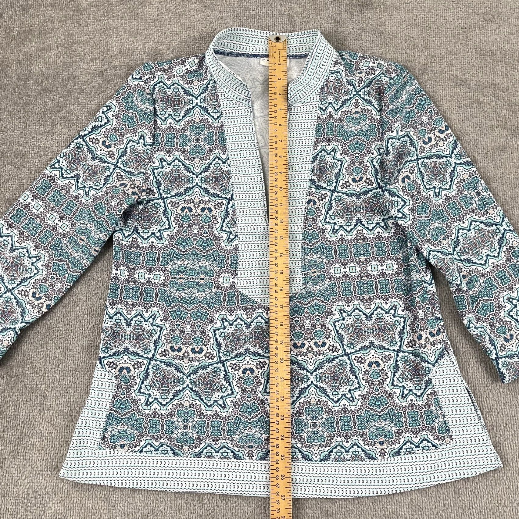 Vintage Cabana Life Blouse Womens Large Blue Geometric V-Neck UPF Sun Protective Casual 3/4 Sleeve Size L / US 10 / IT 46 - 4 Thumbnail