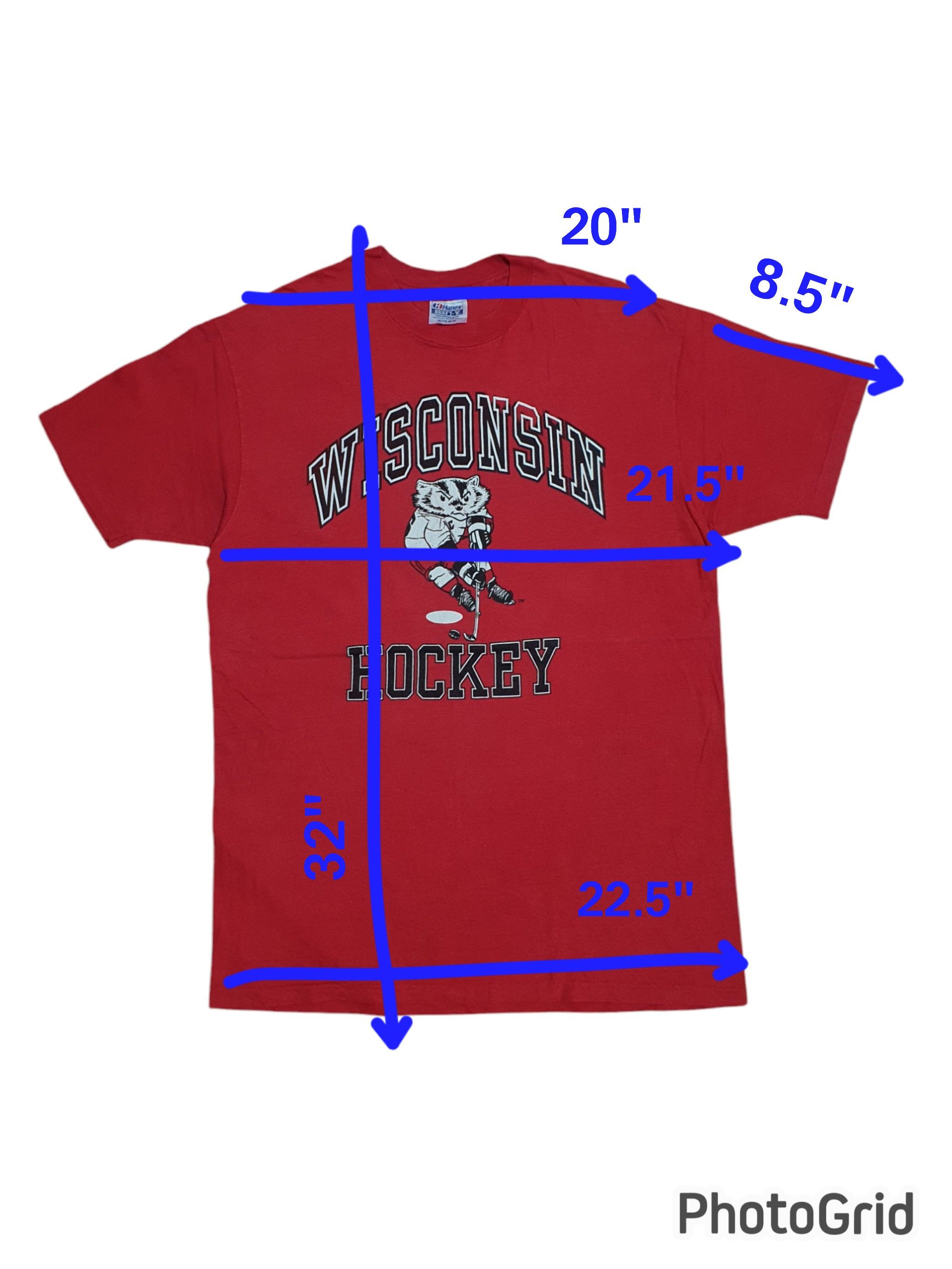 Hanes × Vintage VINTAGE HANES 21.5”/32” WISCONSIN HOCKEY T-SHIRT Size US XL / EU 56 / 4 - 9 Thumbnail