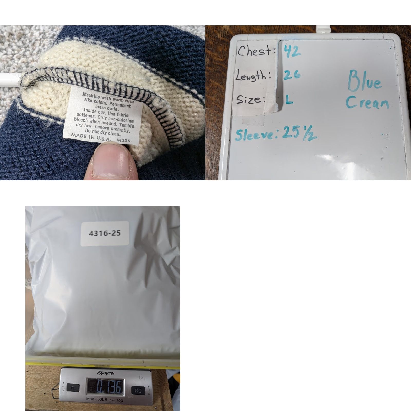 Vintage VINTAGE Reed St James Sweater Men L Blue Cream Stripe Knit Crew Neck Pullover Knit Size US L / EU 52-54 / 3 - 8 Thumbnail