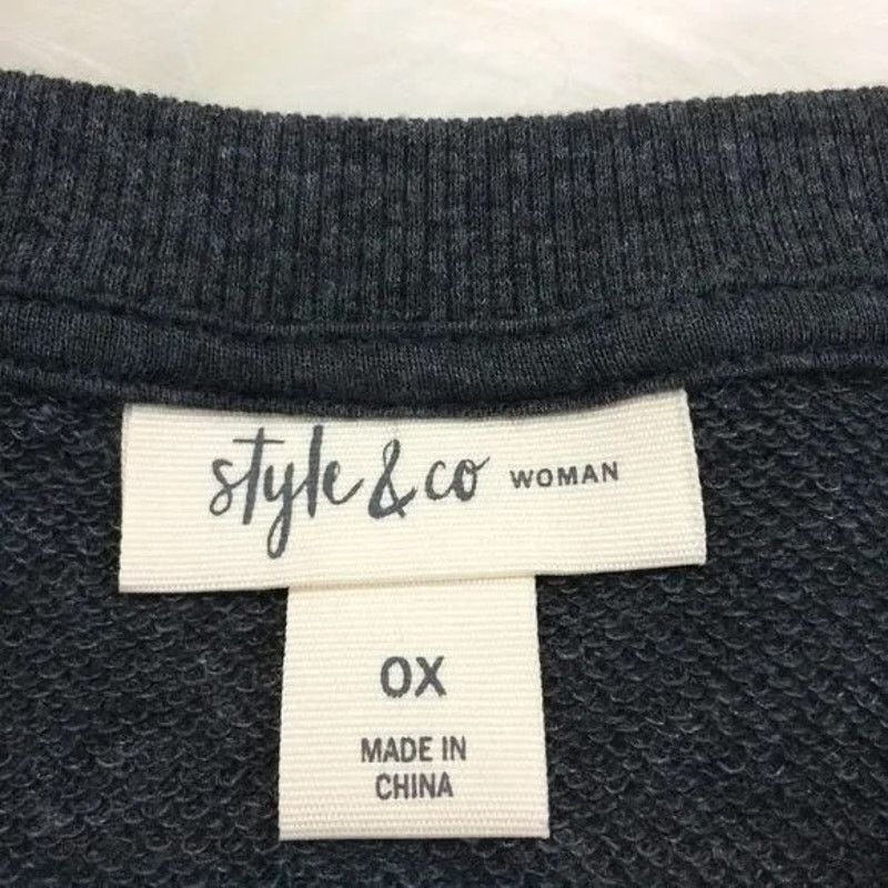 Style & Co Style & Co Plus Size 0X Bishop Sleeve Sweatshirt L/S Shirt Size XL / US 12-14 / IT 48-50 - 7 Thumbnail