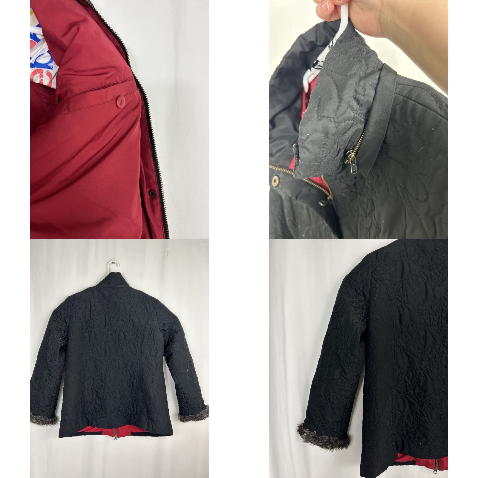 Vintage CAbi Jacket XL Women Black Full Zip Quilted Faux Fur Lining Polyester Size XL / US 12-14 / IT 48-50 - 9 Thumbnail