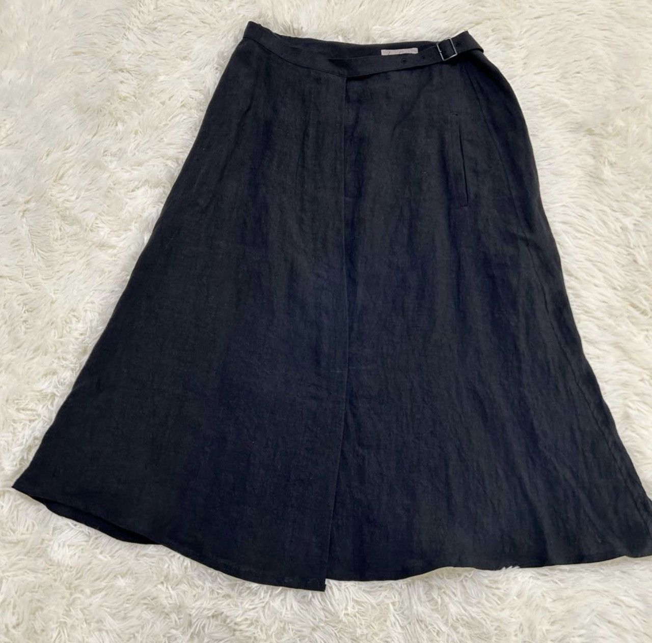 Yohji Yamamoto Yohji Yamamoto Femme Linen Asymmetrical Zip Flare Wrap Skirt Size 29" - 5 Thumbnail