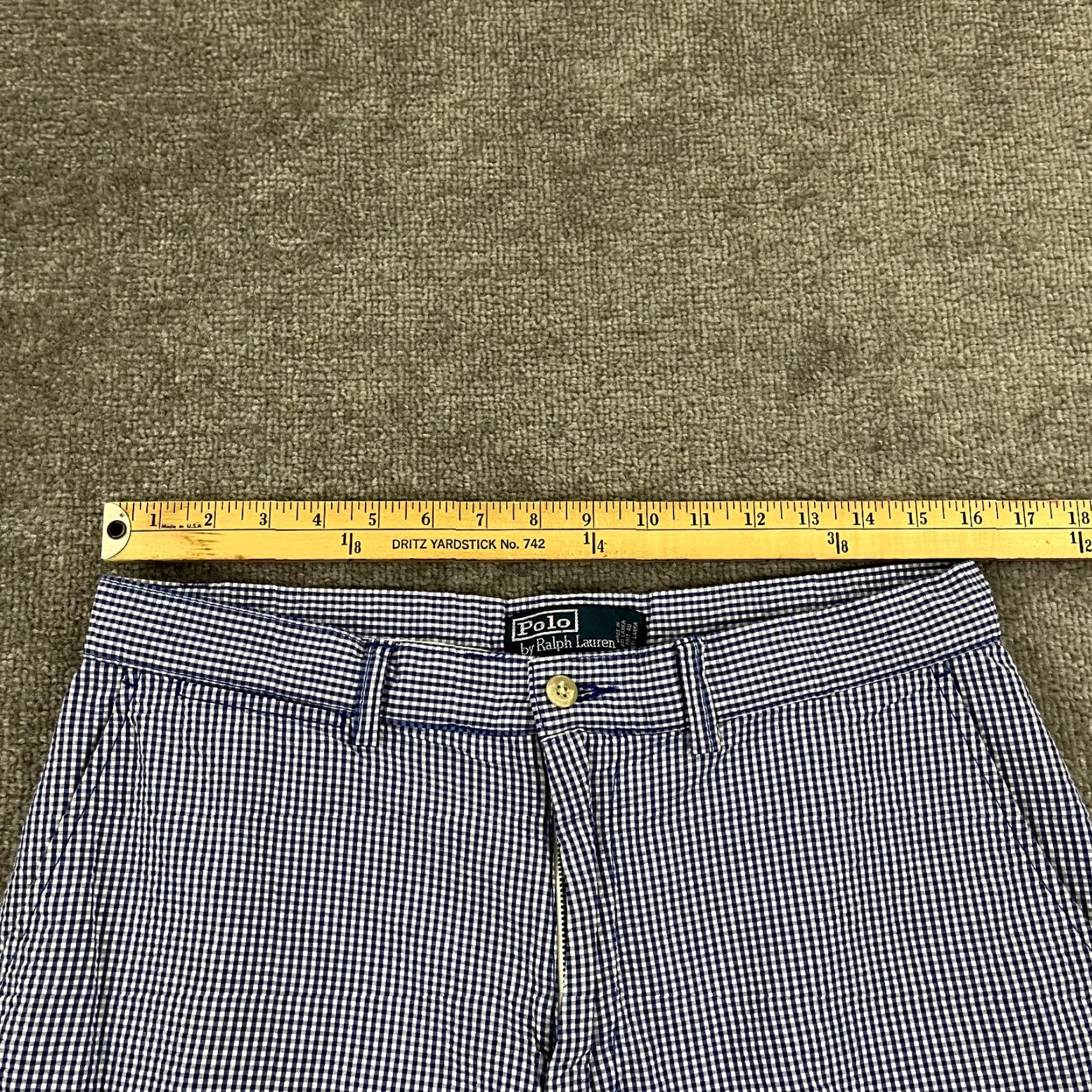 Polo Ralph Lauren POLO RALPH LAUREN Shorts Mens 33 x 8.5" White Blue Plaid Beach Preppy Casual Chino 5-Pocket Cotton Regular Mens Beach, Outdoor, Preppy Size US XS / EU 42 / 0 - 3 Thumbnail
