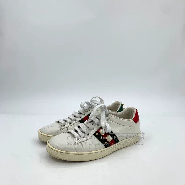 Gucci Gucci Ace Series White Striped Webbing Rivet Lace-up Casua Size US 6 / IT 36 - 1 Thumbnail