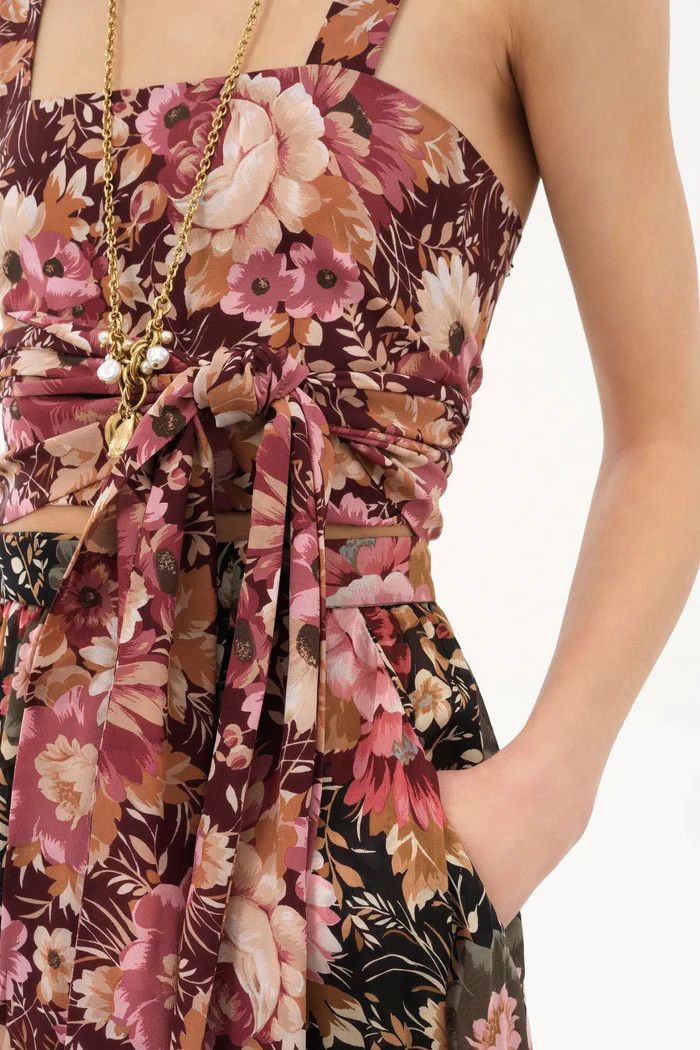 Chloe o1loc1c10226 Floral Wrap Tank Top in Maroon Pink Size M / US 6-8 / IT 42-44 - 2 Thumbnail