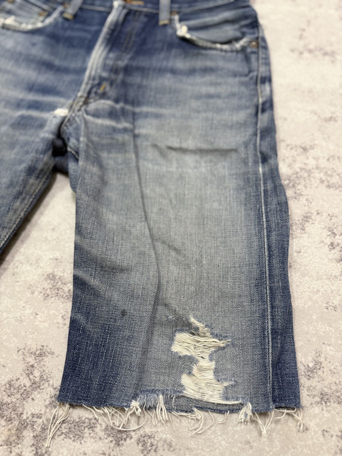 Edwin Vintage Edwin 505XX Orange Tag Cropped Cut Distressed Denim Size US 28 / EU 44 - 4 Thumbnail